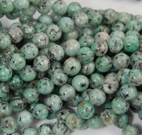 Sesame Jasper Beads 10mm Turquoise round -15 inch strand