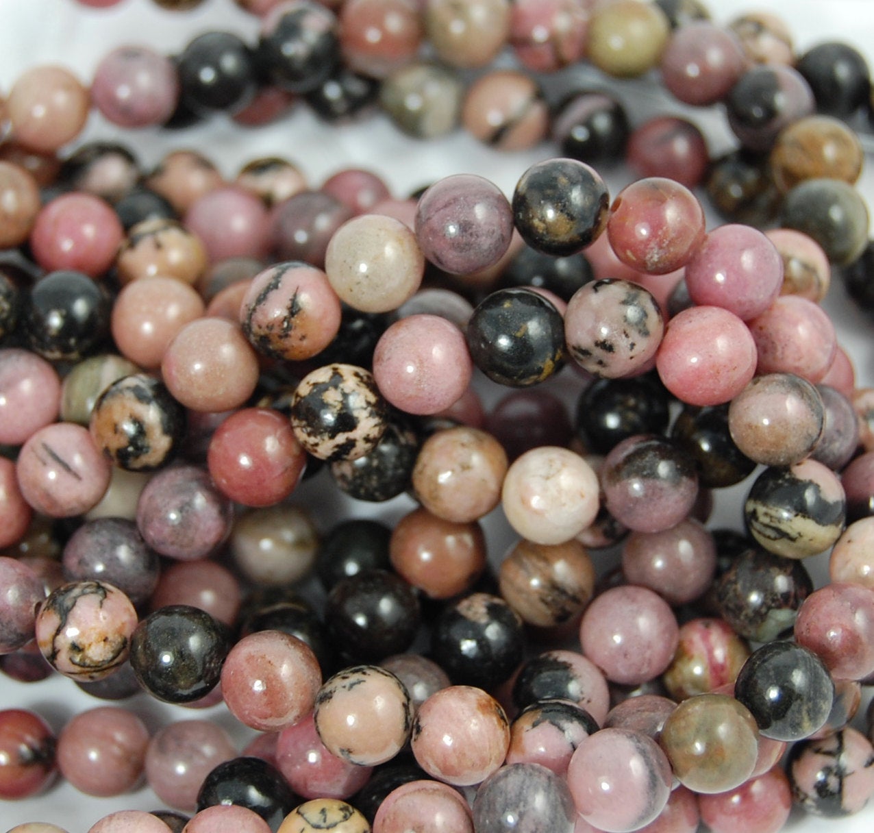 Rhodochrosite Beads Strands, 4mm, 6mm, 8mm, 10mm, 12mm, Round -15 strand
