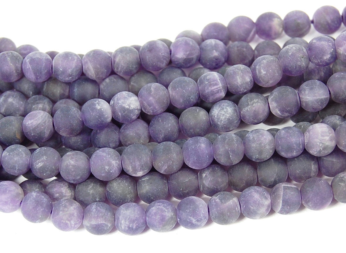 Matte Amethyst Beads A GRADE, 6mm natural round Frosted beads  -15 inch strand