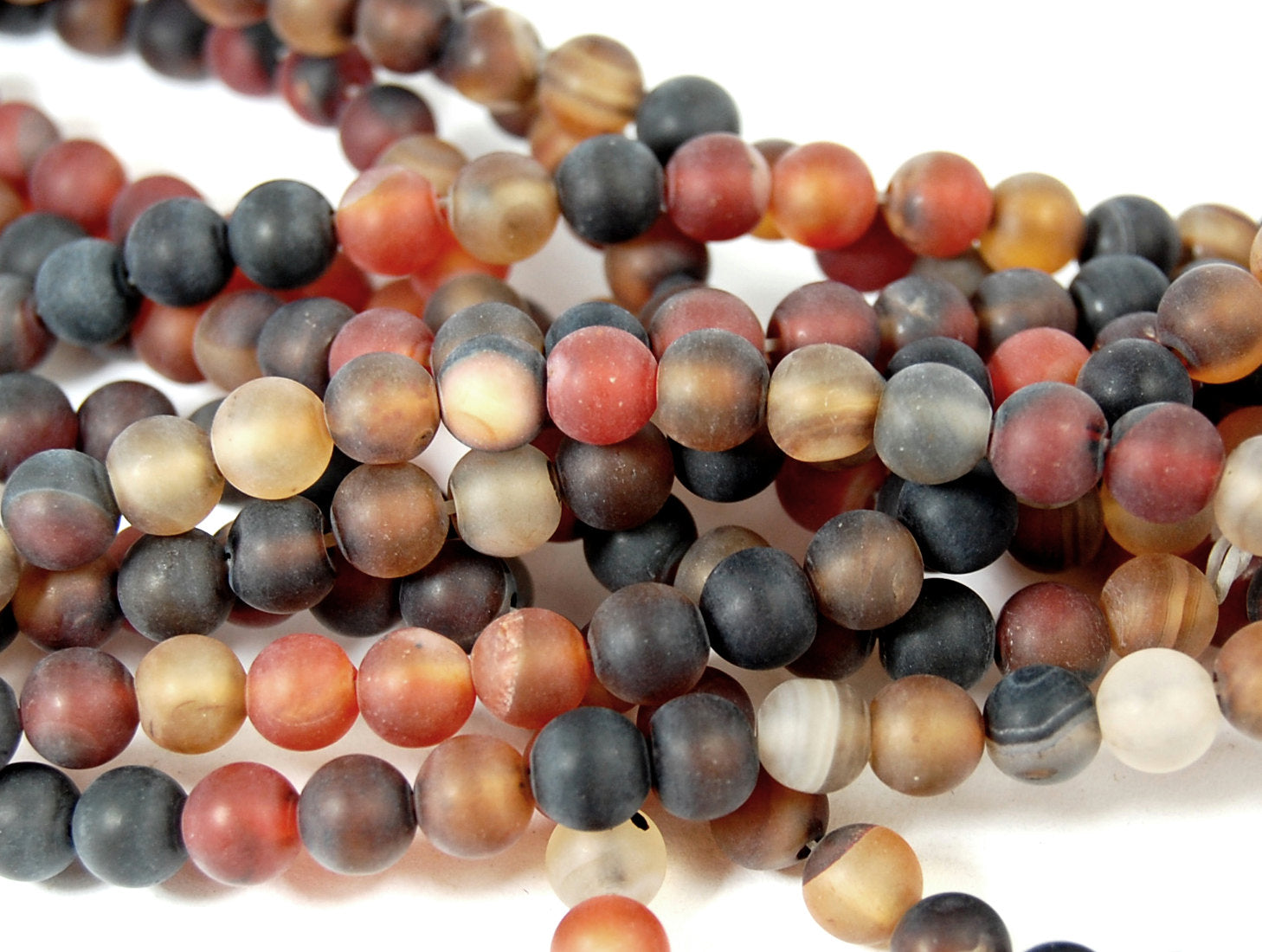 8mm Matte Dark Red Agate Round Beads   -15 inch strand