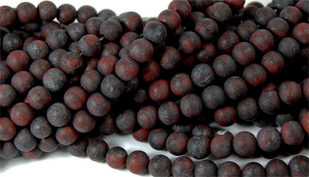 Matte Brecciated Jasper Frosted 4mm  -15.5 inch strand