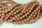 8mm Camel Brown Jade Beads Opaque Smooth - 16 inch strand