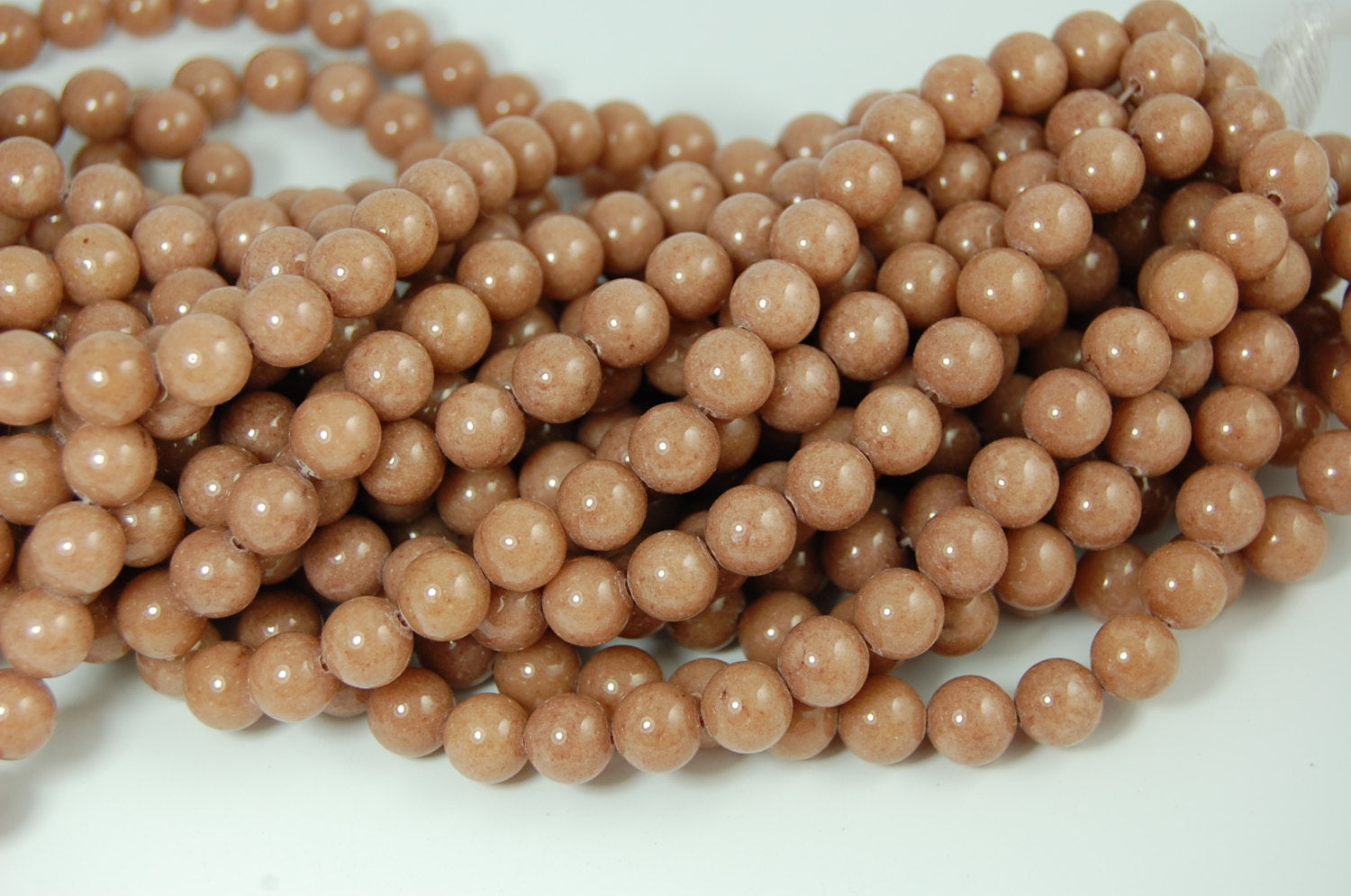 8mm Camel Brown Jade Beads Opaque Smooth - 16 inch strand
