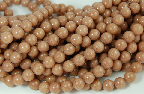 8mm Camel Brown Jade Beads Opaque Smooth - 16 inch strand