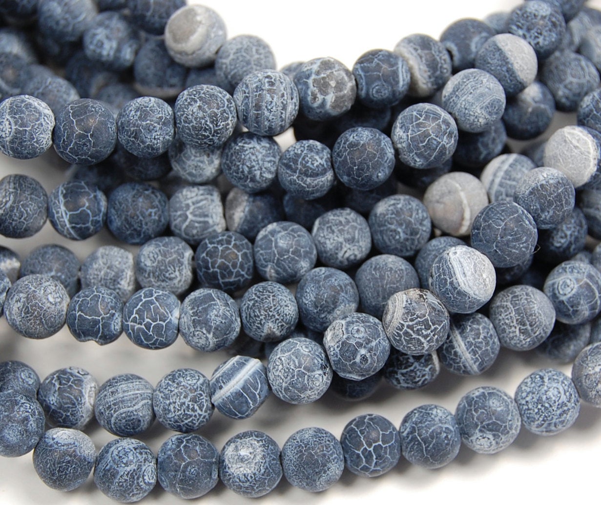 Gray Agate Frosted Matte 6mm Round Beads  -14.9  inch strand