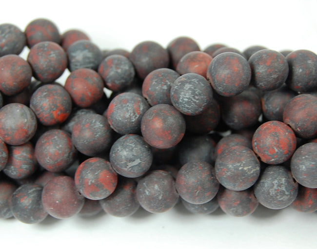 Matte Brecciated Jasper Frosted 8mm  -15 inch strand Hover Image