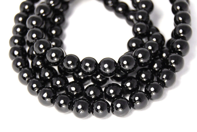 8mm Opaque Black Jade Beads Opaque Smooth - 15.5 inch strand Main Image