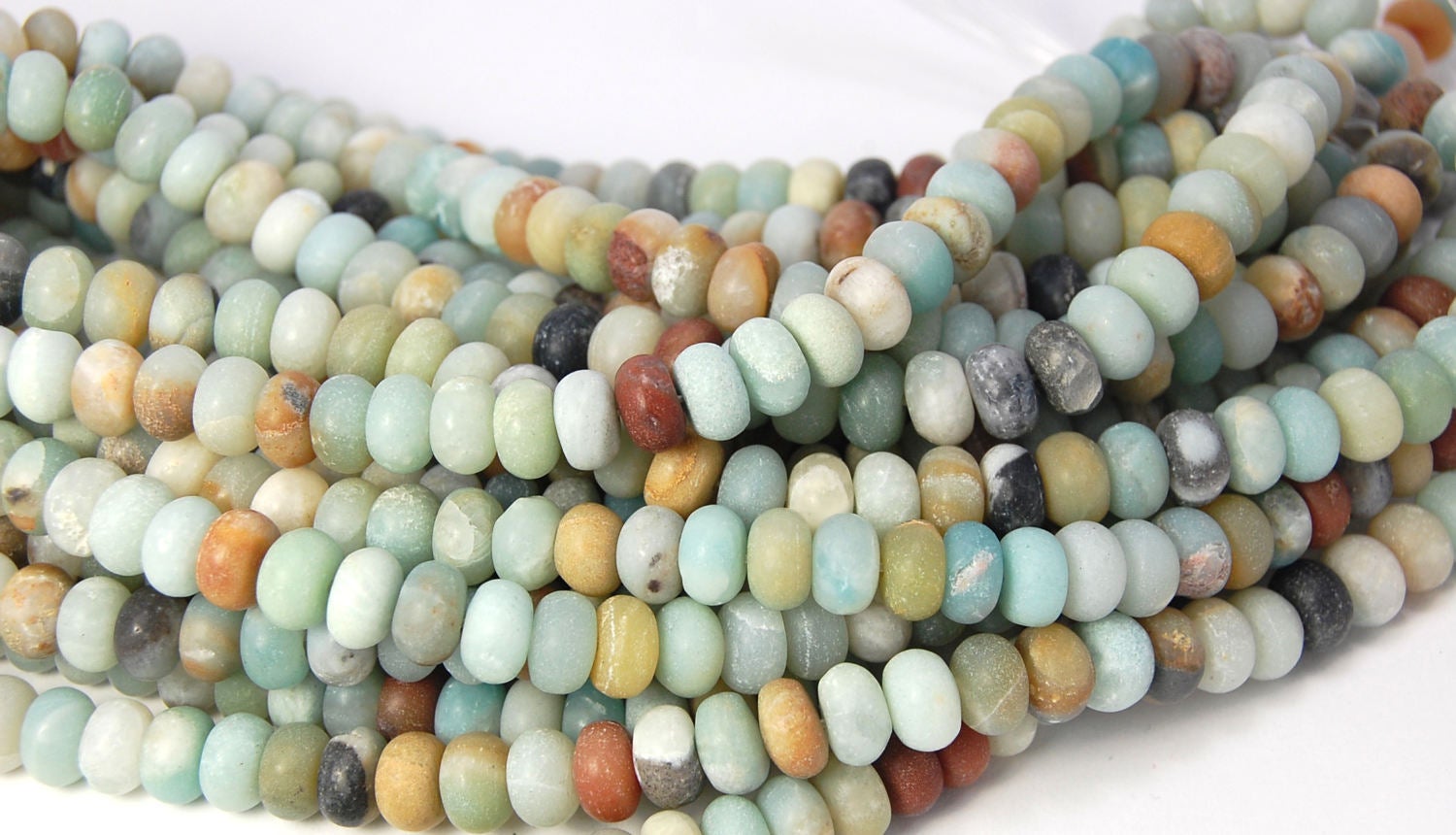8x5mm Amazonite Matte Rondelle Beads -15.5 inch strand