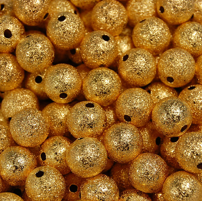 Antique Gold Stardust covered Brass 10mm Beads- 20 Hover Image