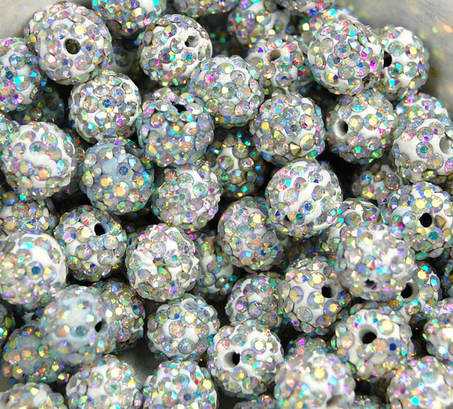 8mm Ab Crystal Rhinestone Clay Round Pave Beads -25 Main Image
