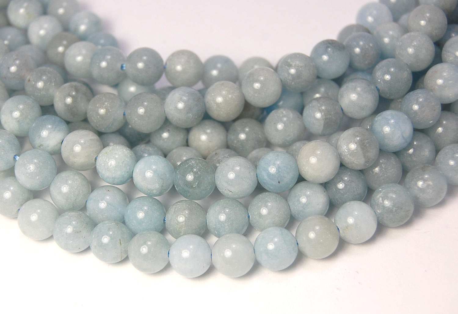 Aquamarine Beads Strands, 4mm, 6mm, 8mm, 10mm, 12mm, grade AB+, Round -15.5 strand