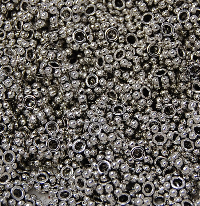 Heishi, 4.5mm, 6mm Beaded Antique Silver Spacer Bead -100 Main Image