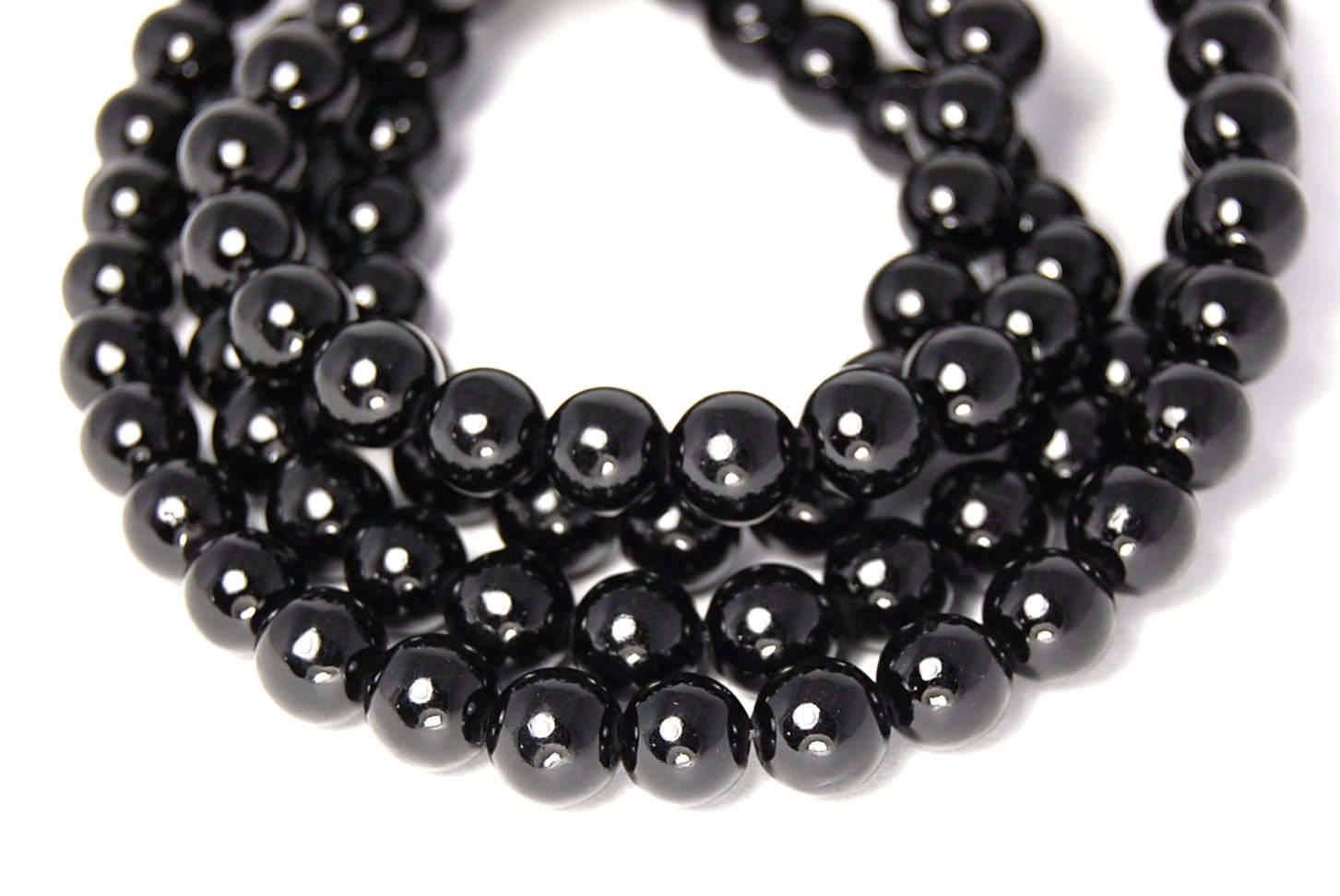 4mm Opaque Black Jade Beads Opaque Smooth - 15.5 inch strand