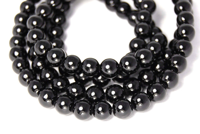 4mm Opaque Black Jade Beads Opaque Smooth - 15.5 inch strand Main Image