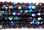 Dark AB Amethyst Purple Czech Glass Faceted 6mm Beads -25