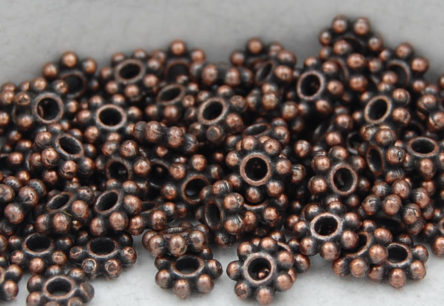 Heishi, 4.5mm Beaded Antique Copper Spacer Bead -100