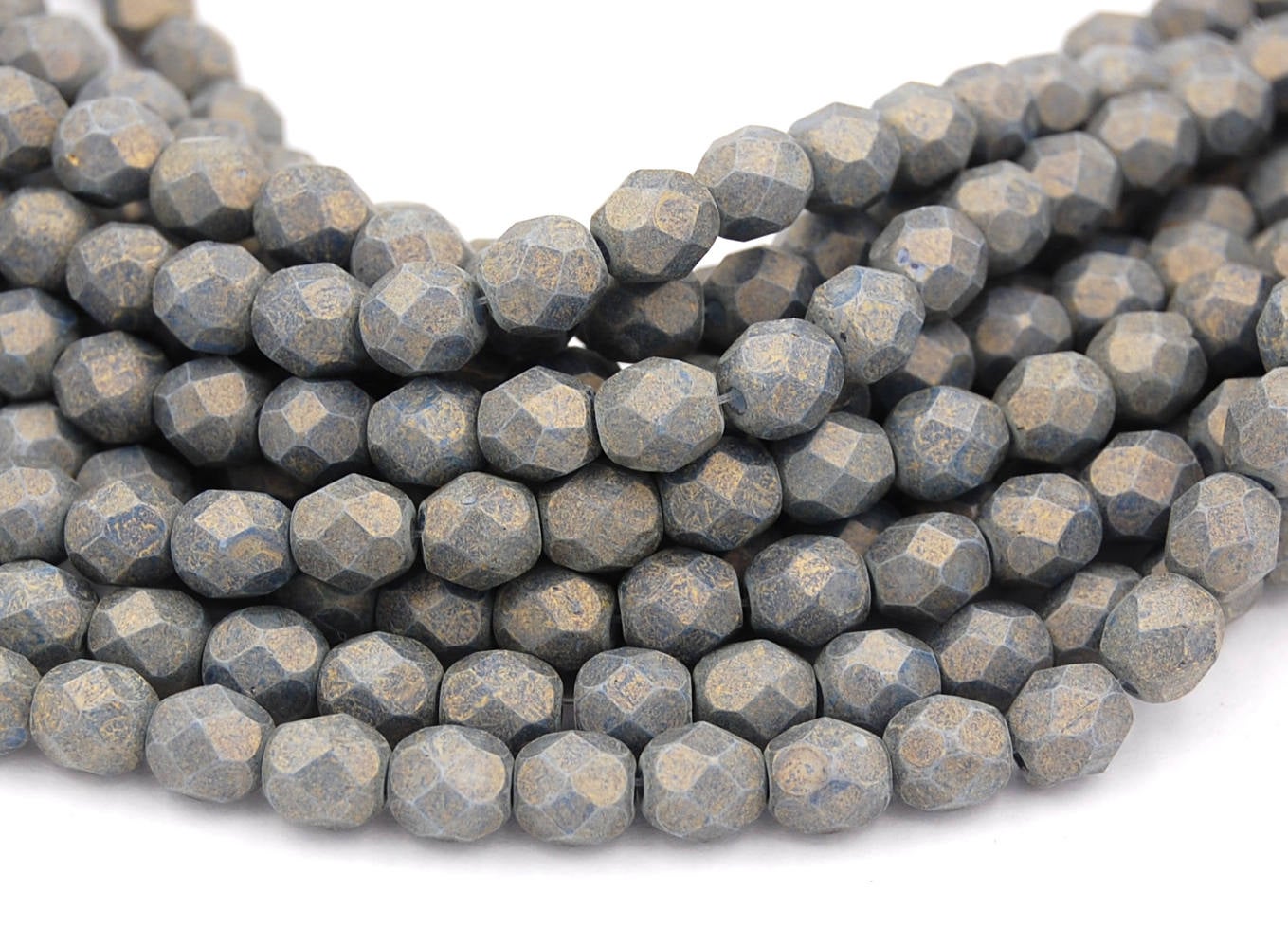 Pacifica - Poppy Seed Czech Glass Faceted Bead 4mm Round - 50 Pc