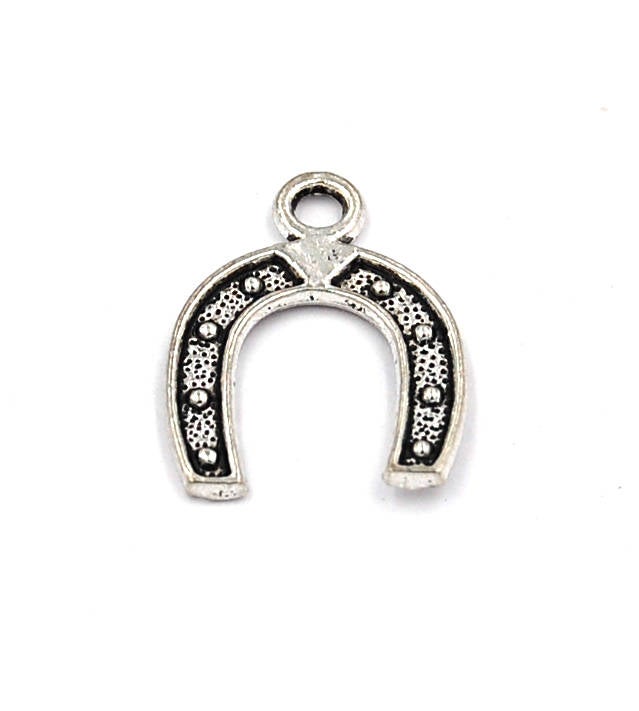 Horseshoe Antique Silver Pewter Charm -1 Hover Image