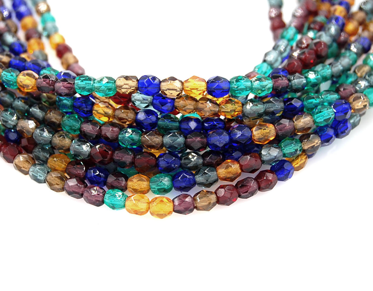 Winter Mix Czech Glass Bead 4mm Faceted Round - 50 Pc