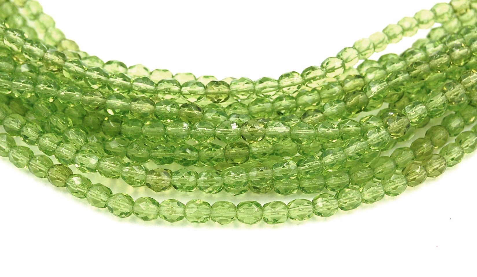 Olivine Green Crystal Czech Glass Bead 4mm Round - 50 Pc