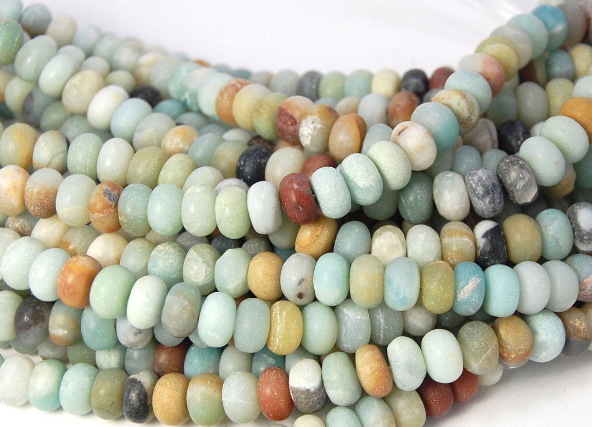 8x5mm Amazonite Matte Rondelle Beads -15.5 inch strand