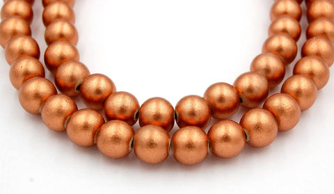 10mm Copper Wood Beads, round wood boho beads -16 inch strand