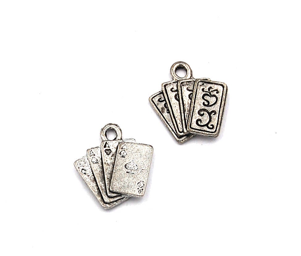 Playing cards Silver Pewter Charm -1