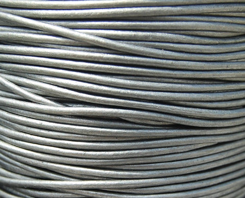 Metallic Grey Leather 1.5mm Cord 3 Yards / 9 Feet / 2.74 Meters