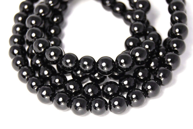 6mm Opaque Black Jade Beads Opaque Smooth - 15.5 inch strand Hover Image