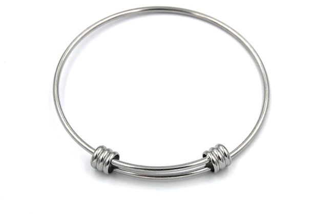 TWO- Adjustable Stainless Steel Bangle Bracelet Main Image