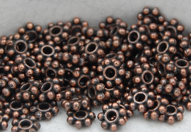 Heishi, 4.5mm Beaded Antique Copper Spacer Bead -100 Hover Image