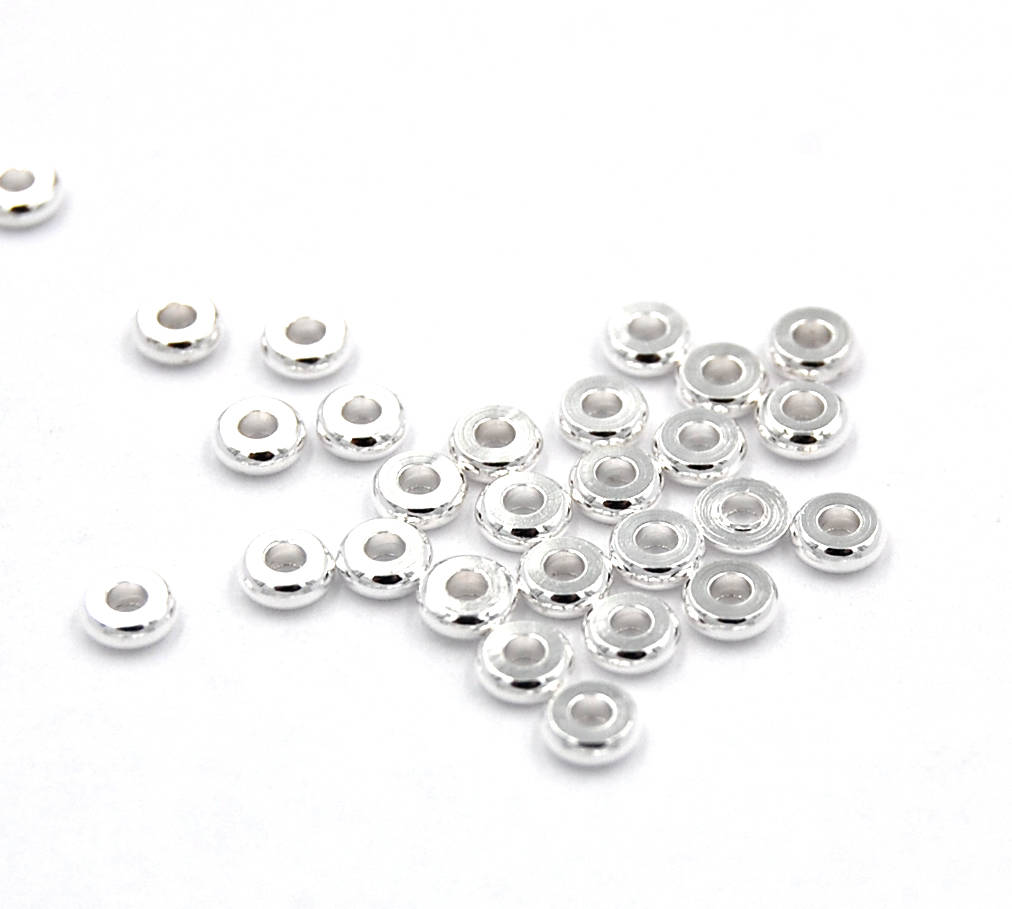 Silver finish Tibetan Beads, 4mm round -50