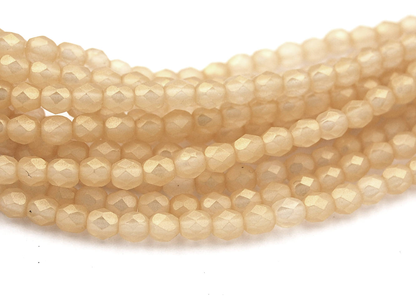 Fire Polished Sueded Gold Lamé Glass Bead 4mm Round - 50