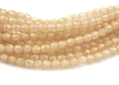 Fire Polished Sueded Gold Lamé Glass Bead 4mm Round - 50
