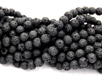 Natural Lava Beads, Full Strand, Round Black Volcanic Rock, Gemstones wholesale mala, 4mm 6mm 8mm 10mm 12mm 14mm