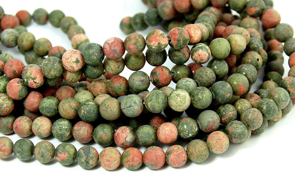 Matte Unakite Jasper 8mm Round Beads -15.5 inch strand