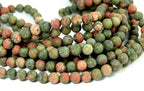 Matte Unakite Jasper 8mm Round Beads -15.5 inch strand