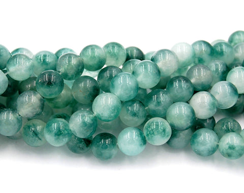 10mm Sea Green Mashan Jade Beads Smooth - 15 inch strand