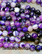 Purple Madagascar Agate  8mm Round Faceted -15 inch strand