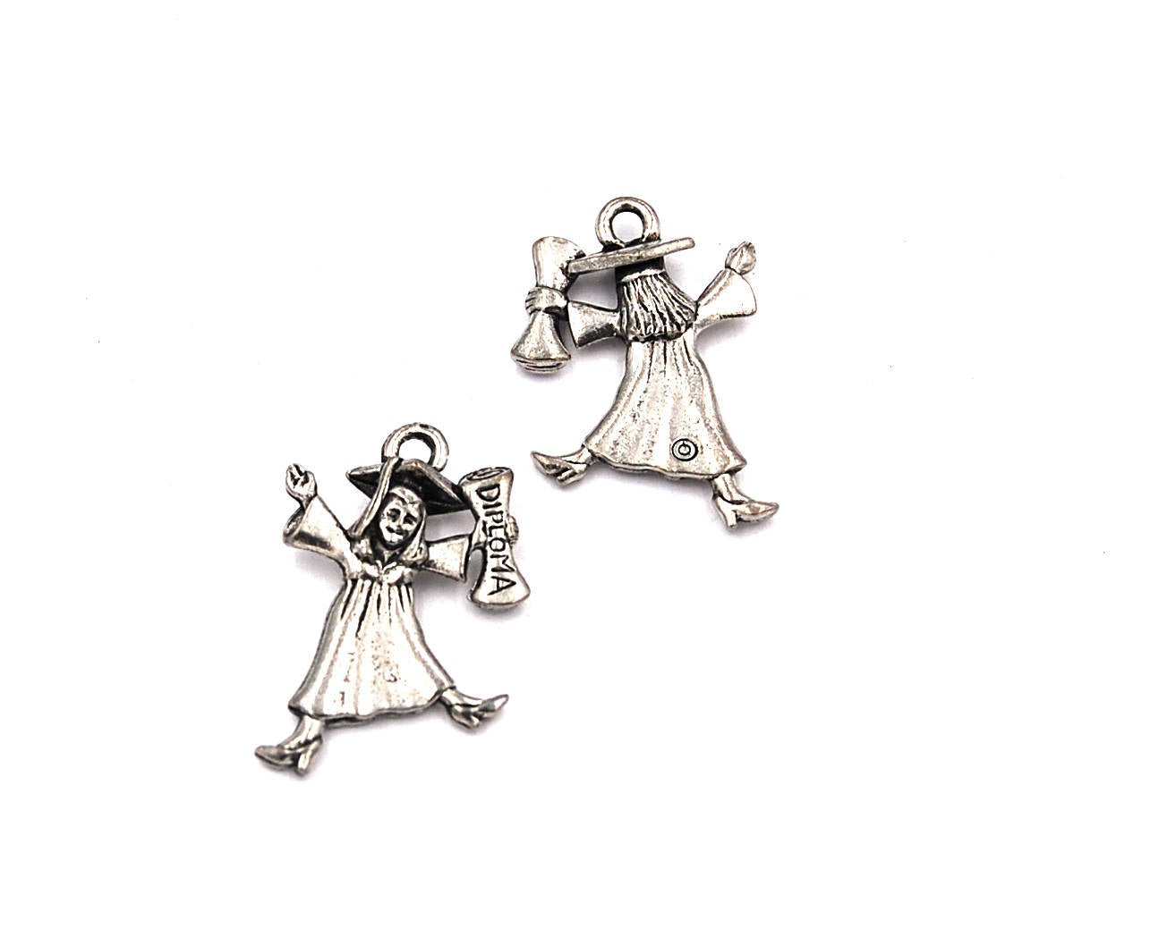 Graduation Girl Silver Pewter Charm -1