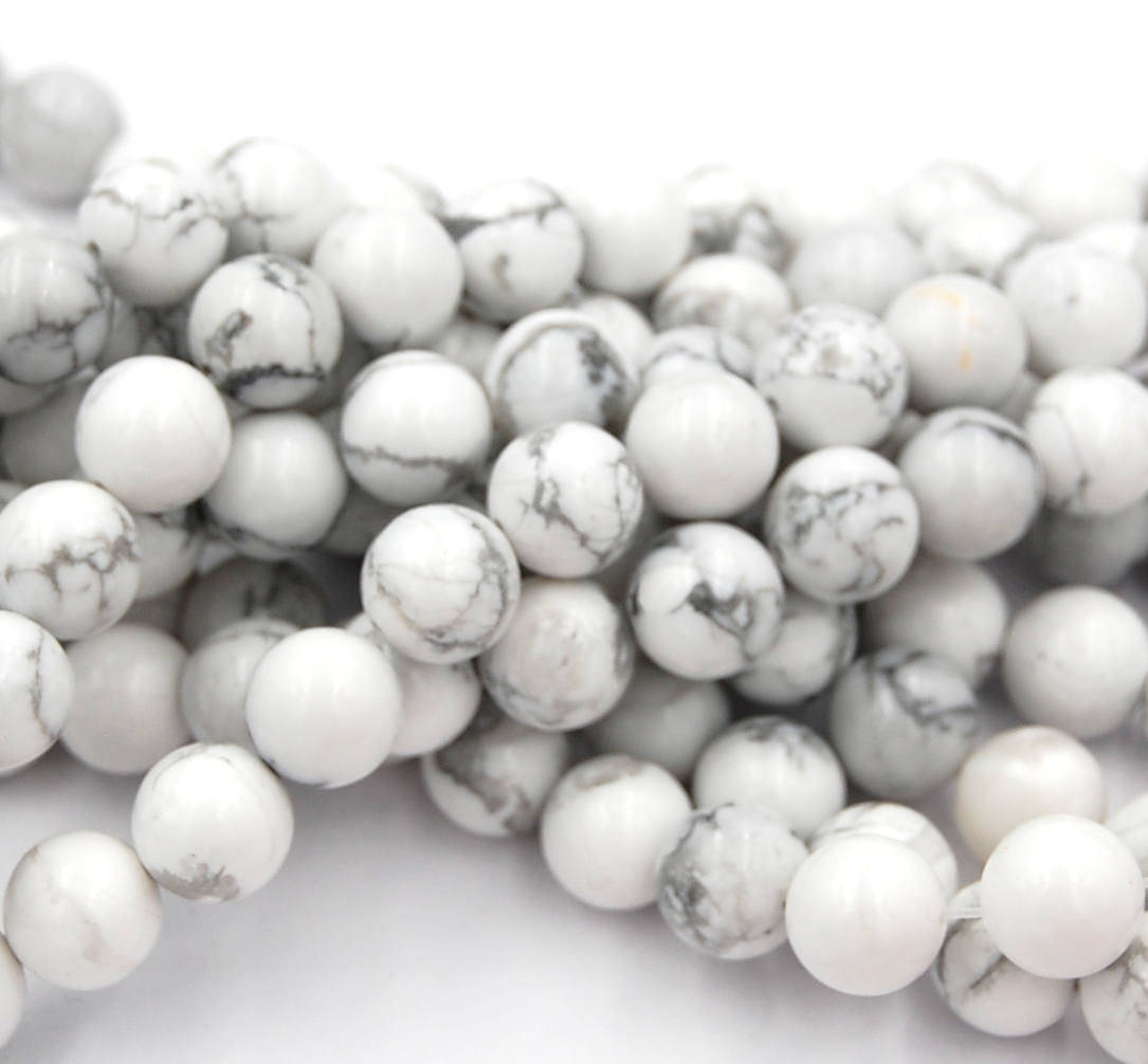 White Howlite 4mm 6mm 8mm 10mm 12mm Round Beads-15 inch strand