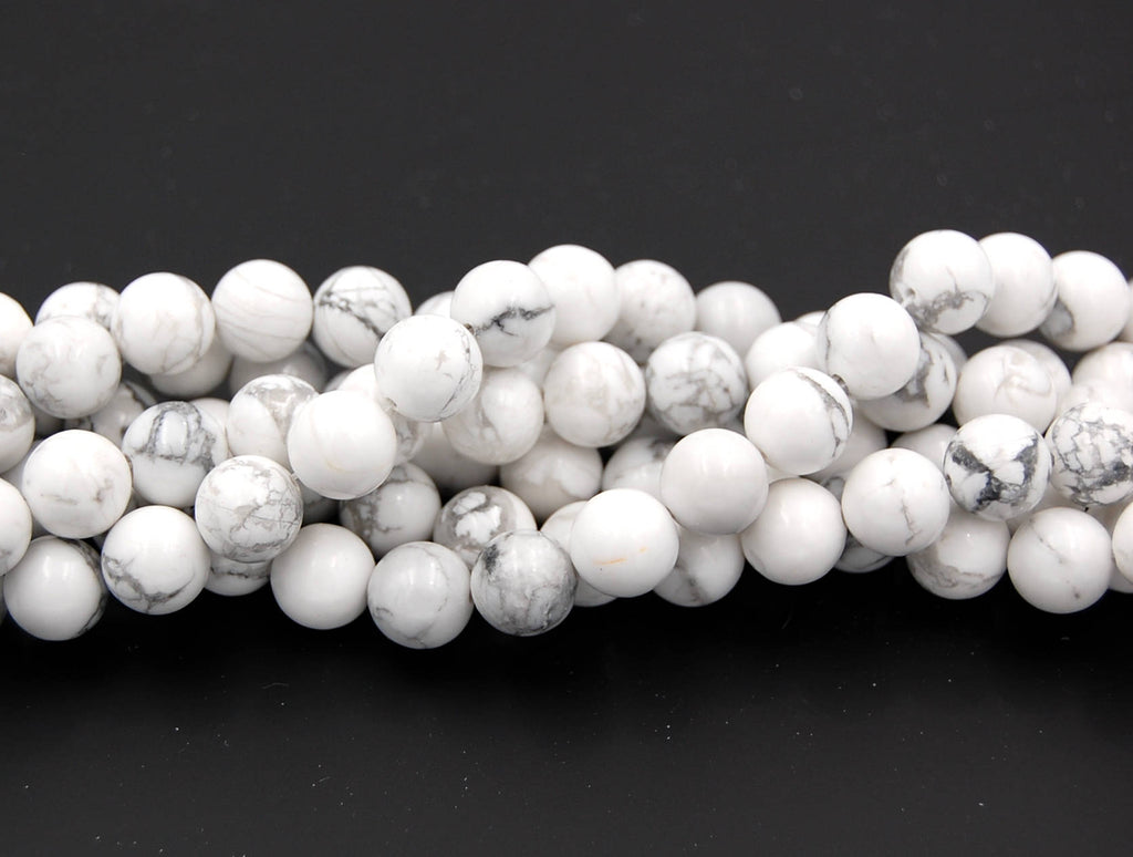 White Howlite 4mm 6mm 8mm 10mm 12mm Round Beads-15 inch strand
