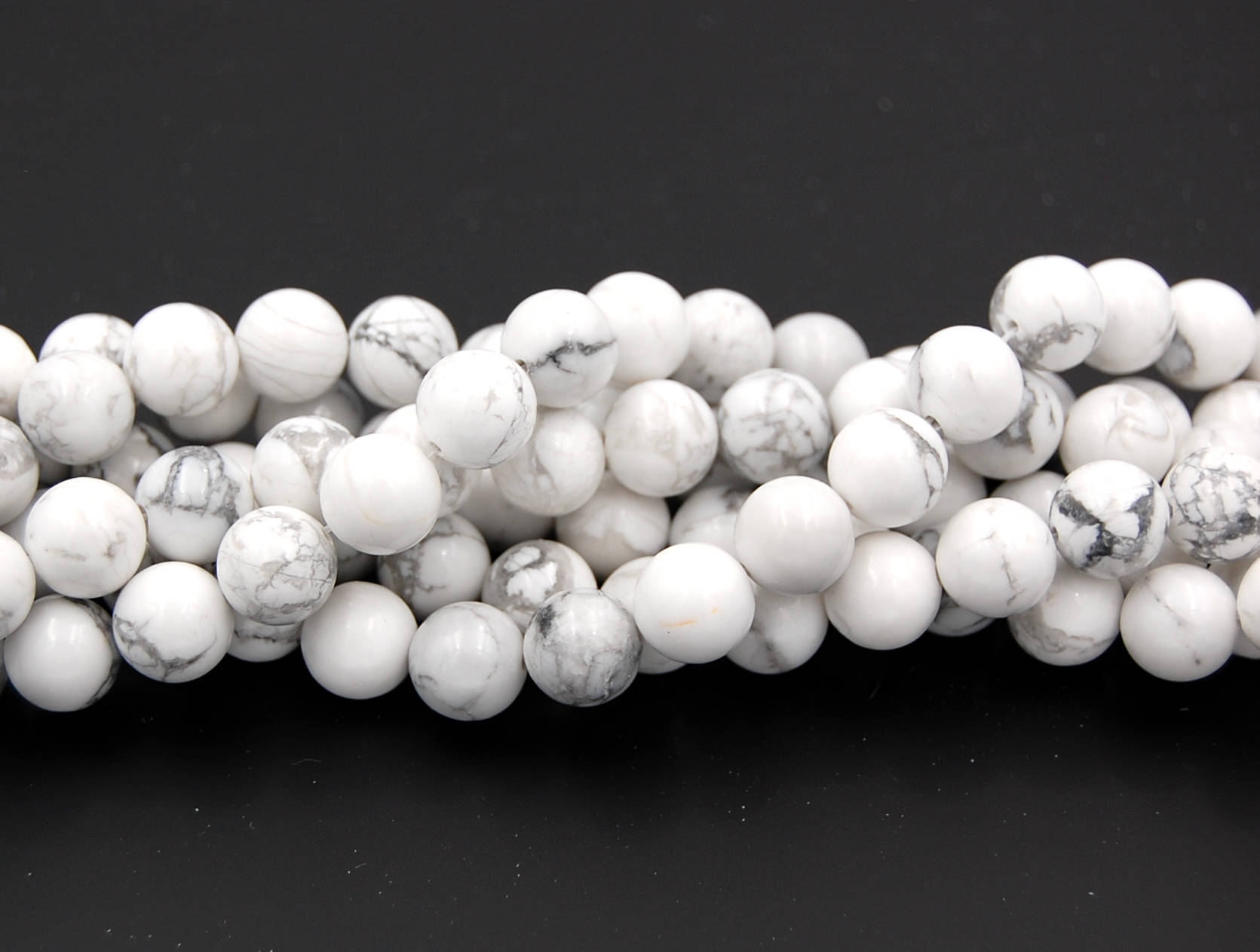 White Howlite 4mm 6mm 8mm 10mm 12mm Round Beads-15 inch strand