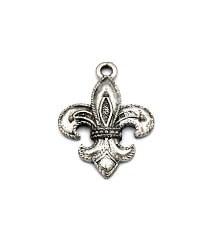 Fleur-de-lis Charm Pewter Charm  -1