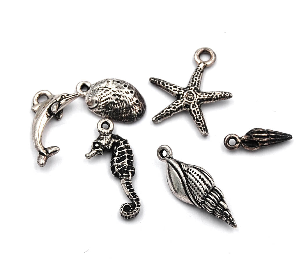 TierraCast Antique Silver Beach Charms -6pc