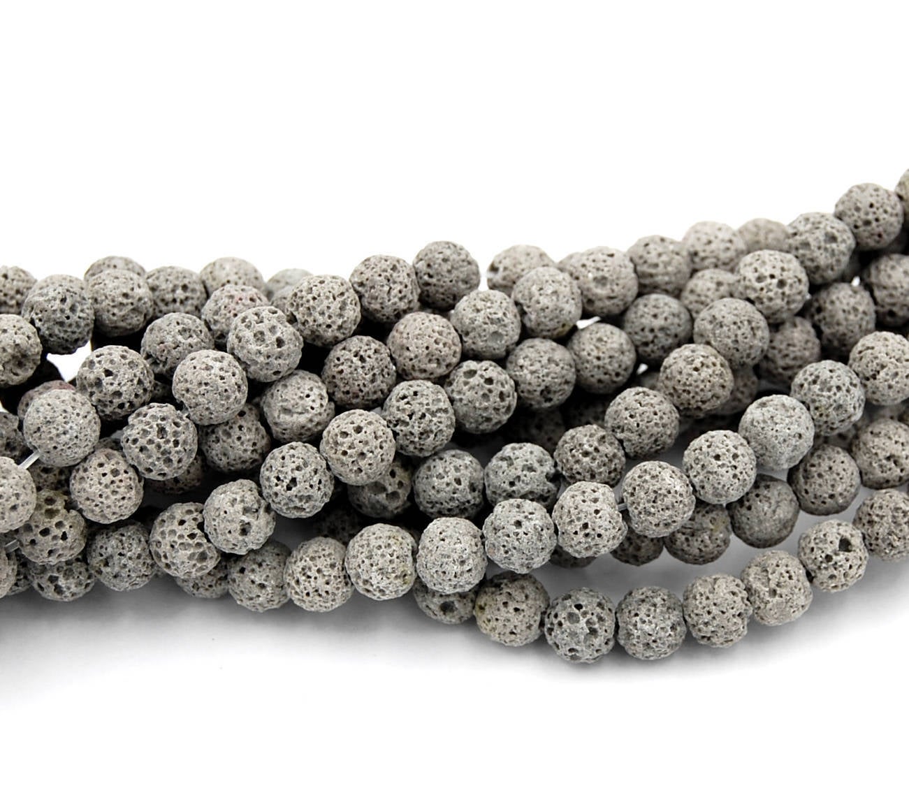 Gray Lava Rock Round 10mm Natural Lava Stone Beads -15.5 inch
