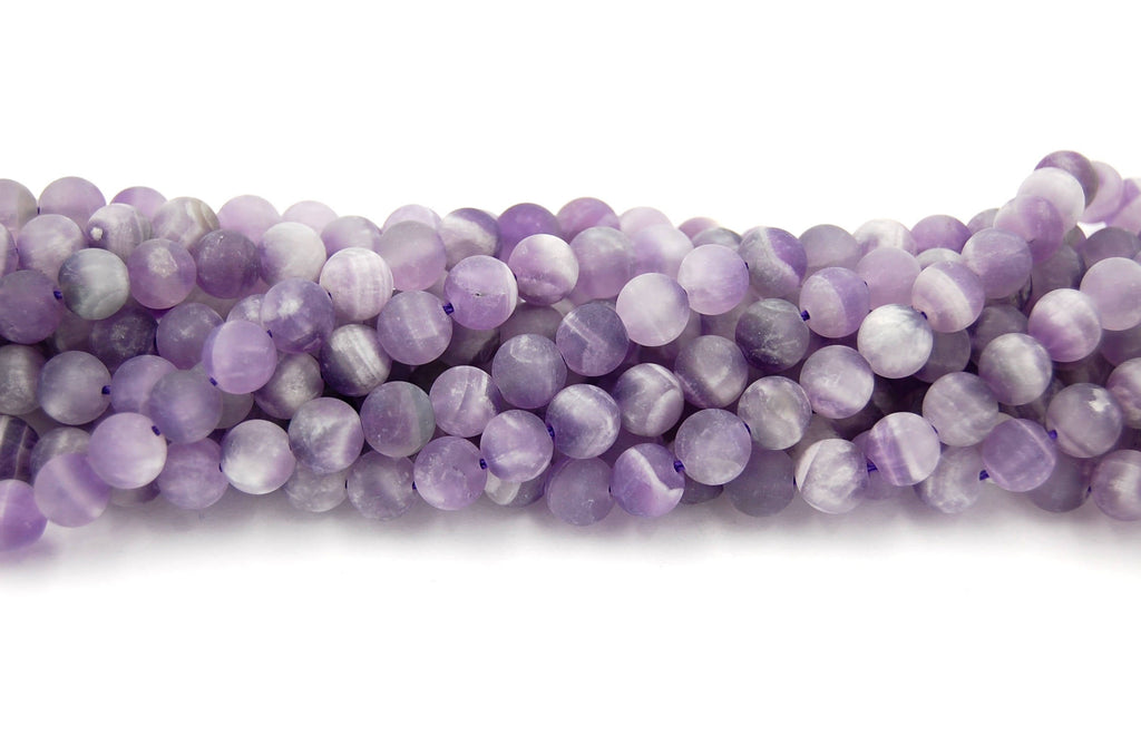 Matte Amethyst Beads, 8mm natural round Frosted beads  -15 inch strand