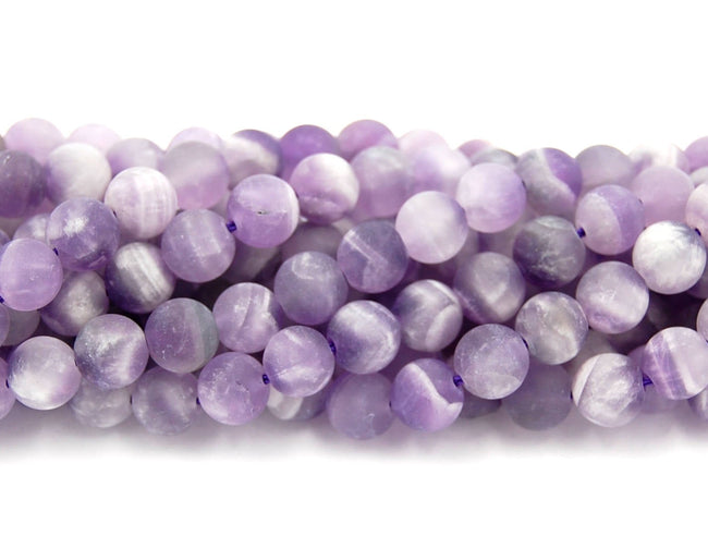 Matte Amethyst Beads, 8mm natural round Frosted beads  -15 inch strand Hover Image