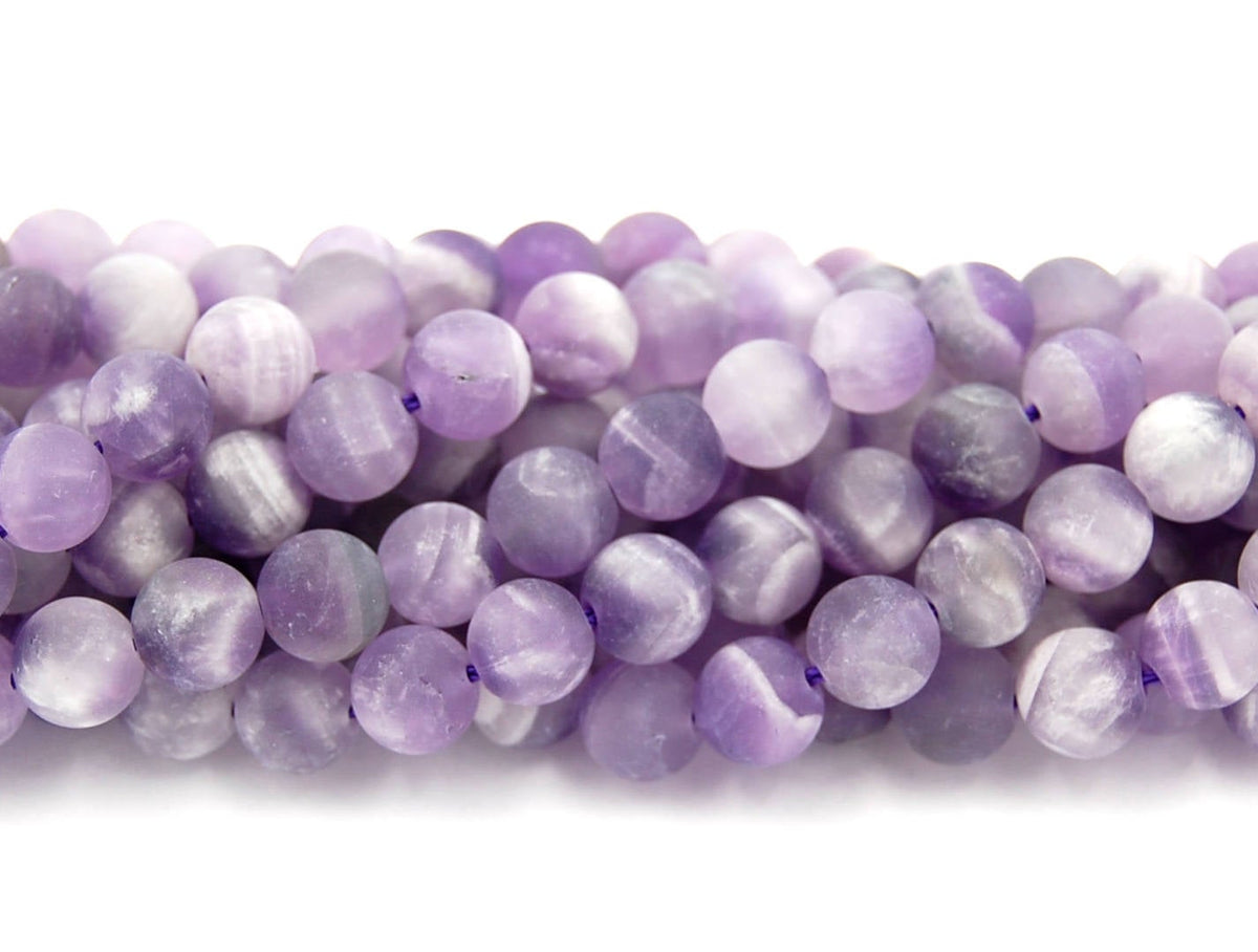 Matte Amethyst Beads, 8mm natural round Frosted beads  -15 inch strand