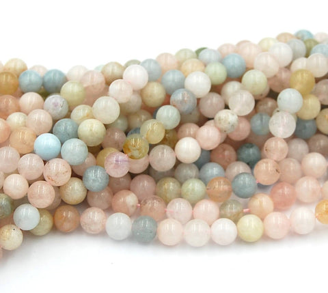 Natural Morganite Beads Strands, Round, 6mm -15.5 strand